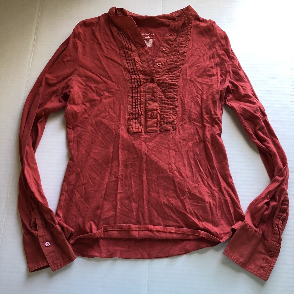 Merona Red Long Sleeve Top Sz S A1637